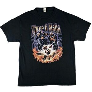 Vintage Three 6 Mafia Shirt Adult Large Black Graphic Tee Black Rabbit 90s Rap